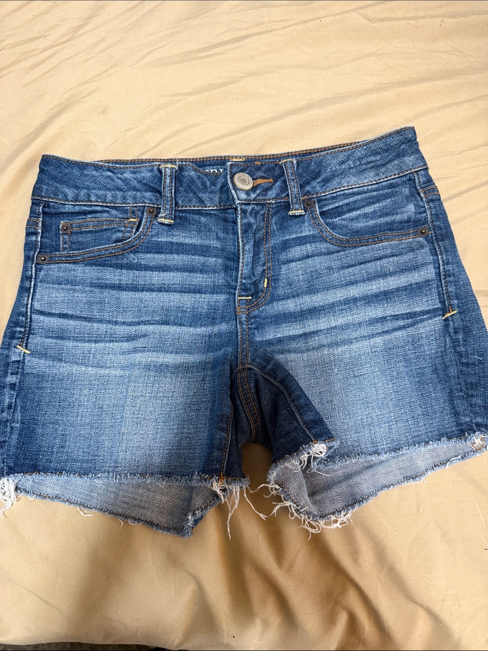 American Eagle Outfitters Blue Denim Frayed Hem Shorts